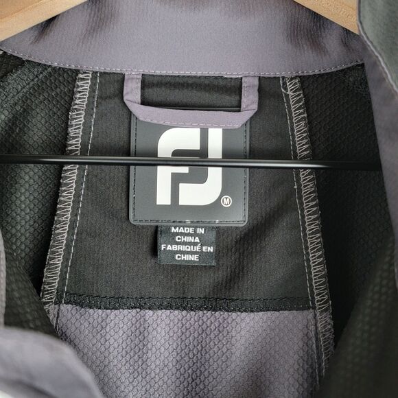 Footjoy Men's Size M Medium Long Sleeve Sport Windshirt Jacket Black Gray 32609 - Picture 5 of 11